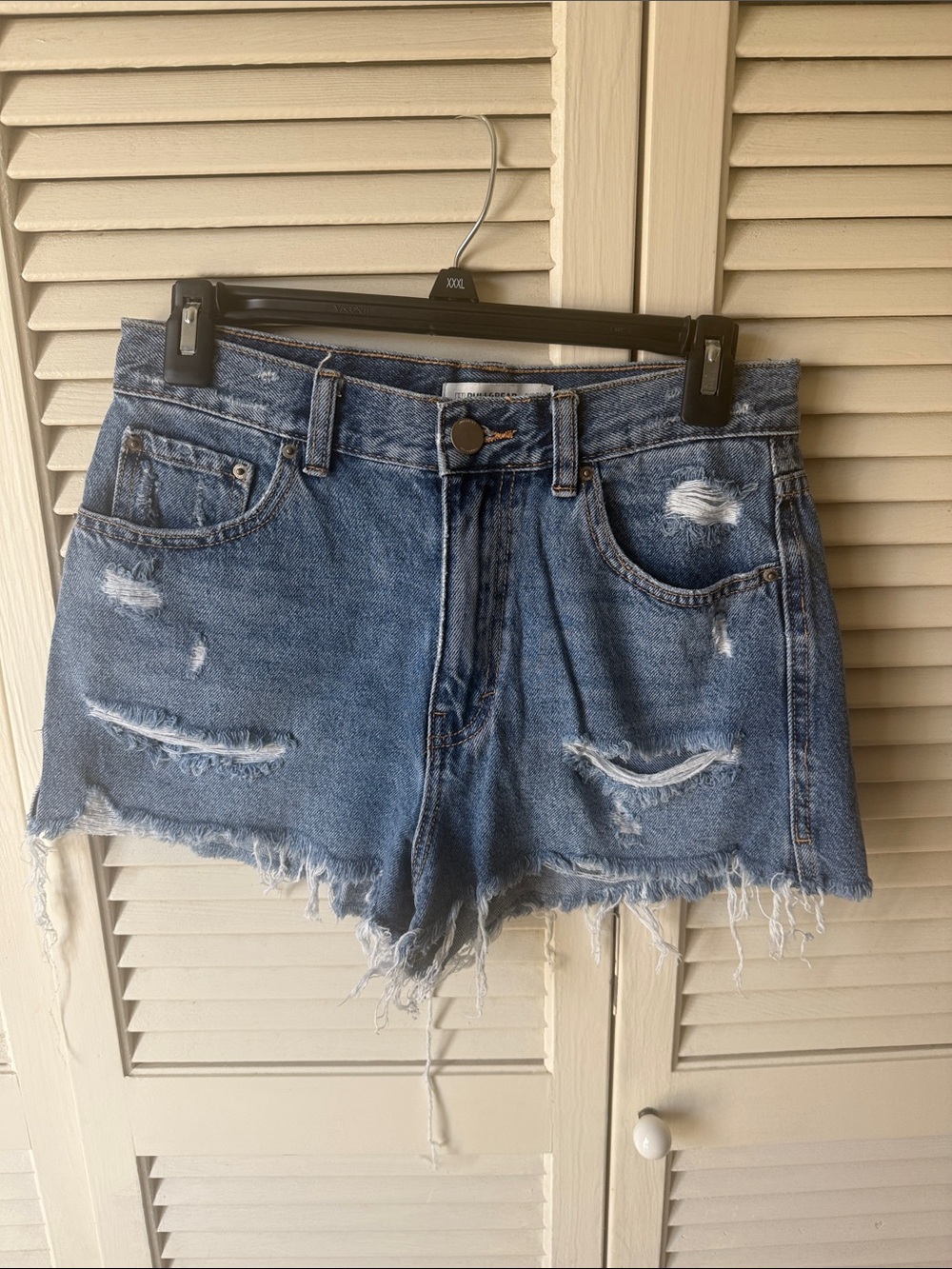 Pull&Bear Distressed Blue Denim Shorts